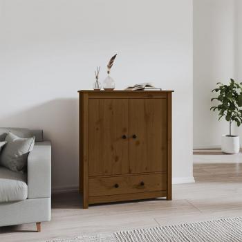 Aparador alto de madera maciza de pino 83x41,5x100 cm en color marrón miel, mueble de almacenaje para salón, buffet, armario auxiliar y armario de almacenamiento