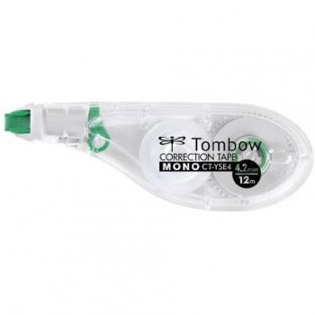 Tombow MONO Correction Tape, 12m, Green/Transparent Housing, White Tape, Single Pack