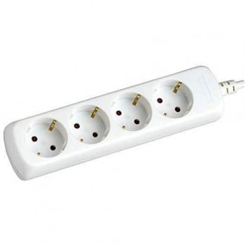 Silver Electronics 9624 Base eléctrica con 4 tomas sin interruptor, Blanco, 4 Enchufes / 1,5 metros