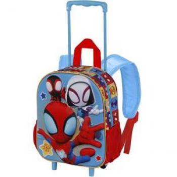 Mochila Trolley 3D Spidey Marvel con ruedas, diseño azul, infantil