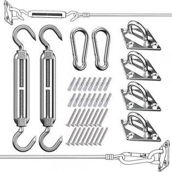 EVERSEE Sun Shade Sail Fixing Kit - Sail Shade Hardware Kit 304 Stainless Steel, Sun Shade Sail Hardware Kit for Garden Rectangle/Square, Heavy Duty sun sail hardware kit Installation 40 Pcs
