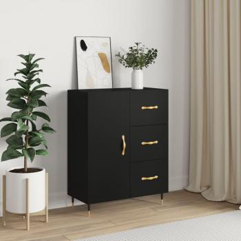 Aparador de madera de ingeniería negro 69,5x34x90 cm Mueble de Almacenaje de Salón Buffet para salón Armario Auxiliar Armario de Almacenamiento