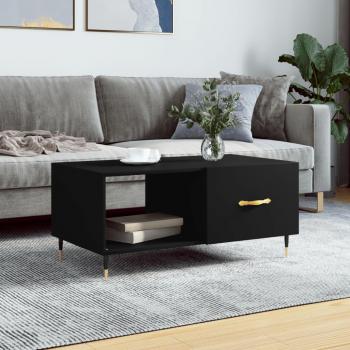 Mesa de centro madera contrachapada 90x50x40 cm en color blanco y negro, acabado brillante, ideal para salón, comedor o como mesa auxiliar