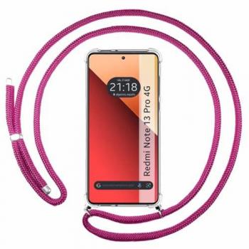 Funda Colgante Transparente Rosa Fucsia para Xiaomi Redmi Note 13 Pro 4G con Cordón