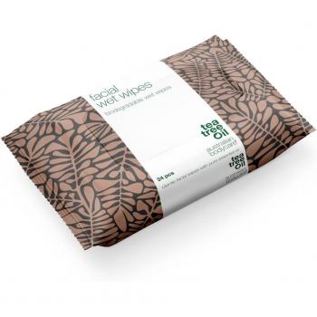 Toallitas Limpiadoras y Desmaquillantes para el Rostro con Aceite de Árbol de Té - 24 unidades, ideales para pieles sensibles y grasas, refrescantes, hidratantes, biodegradables