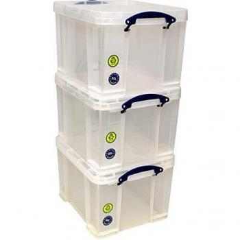 Caja de almacenamiento, plástico, transparente, 35 Litre