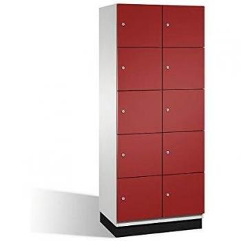 Armario de Compartimentos Bajo Llave Cambio C+P, 2 Abteil, Acero, 800 mm, Color Gris Claro/Rojo Rubí
