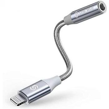 [MFi Certificado] Syncwire Adaptador Auriculares iPhone, Adaptador Lightning a Jack 3.5 mm Lightning Jack Nylon Trenzado, Compatible con iPhone 13/12 Pro Max/11/11 Pro/X/XR/8/7/6/iPad, Plug y Play
