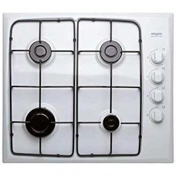 Mesa de gas blanca de cuatro quemadores 580 x 510 mm