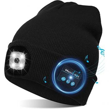 Gorro de invierno Bluetooth con auriculares inalámbricos y luz LED, manos libres y música