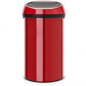 Brabantia Touch Bin - Cubo de Basura, 60 litros, con Tapa, Color Rojo pasión