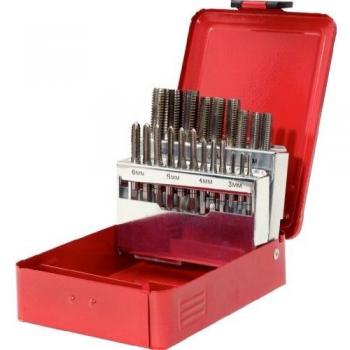 Juego de machos de roscar manuales HSS Co tipo M en casete de chapa de acero 21 piezas M3-M12 KS TOOLS 336.0631