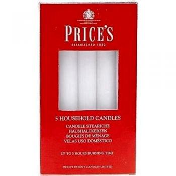 Velas Blancas para el Hogar - Pack de 5 - Sin Fragancia - Tiempo de Quema de 5 Horas - Cera Blanca Premium