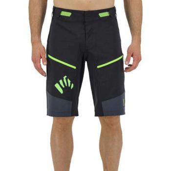 Karpos Rapid Baggy MTB Shorts for Men - Size S - Black/Dark Grey/Green Fluo