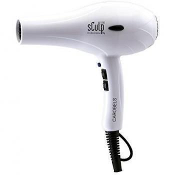 Secador De Pelo Profesional Ultraligero Sculpby 5100 de 2000W, 490gr, 2 Velocidades y 3 temperaturas, Con 2 Boquillas de Aire, Tiempo de Secado Rápido, Blanco