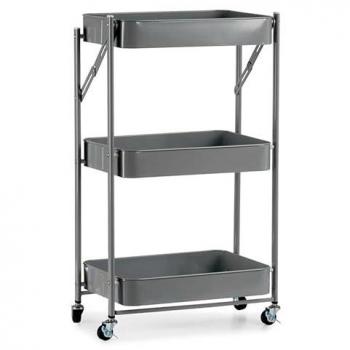 Carro Verdulero Plegable Gris 3 Alturas Kinvara 78x45x29 Cm