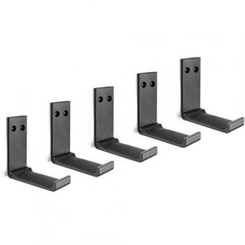 Colgador de Pared Plegable Emuca - Acero Negro, Ahorro de Espacio, 5 Unidades