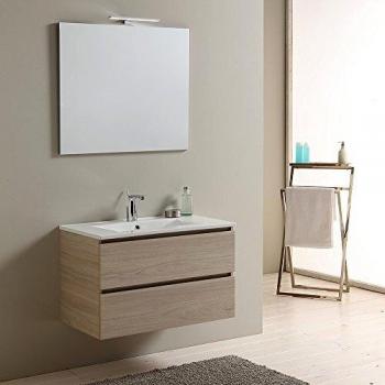 Mueble de Baño 80 cm Berlín Olmo Leone con Lavabo Cerámico y Luz LED