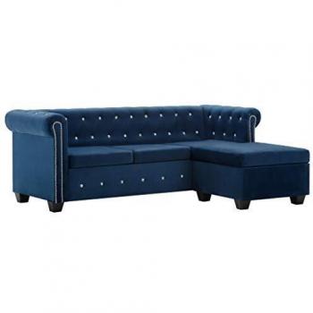 vidaXL Sofá Chesterfield Forma L de Terciopelo 199x142x72cm Azul Mobiliario