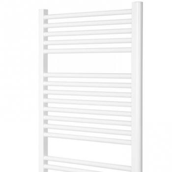 Radiador de toallas de baño Aquamarin, de pared, 140x60 cm, agua caliente, acero, vertical, entrada central o lateral, blanco