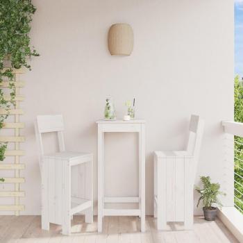 Taburetes de Exterior y Cocina, 2 uds, madera de pino blanco, dimensiones 40x48,5x115,5 cm