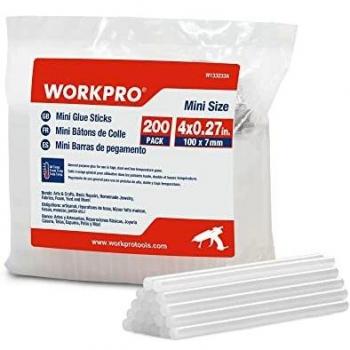 WORKPRO 200 Piezas Pegamento Termofusible, Ø 7 x 100mm Barras de pegamento caliente, Recambio Barras de Cola Termofusible, Palos de Pegamento Transparente