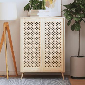 Puertas de armario entramado Aante 2 piezas madera de pino 39,5x99 cm diseño de celosía color marrón Vidaxl