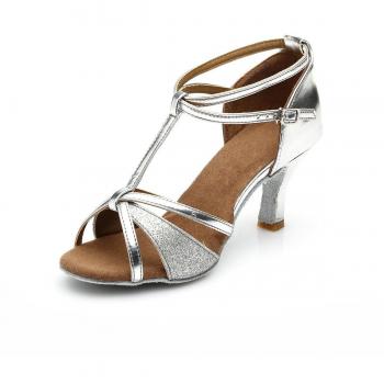 VESI-Zapatos de Baile Latino de Tacón Alto/Medio para Mujer Plata 40