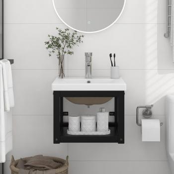 Estructura de baño con lavabo incorporado de hierro negro
