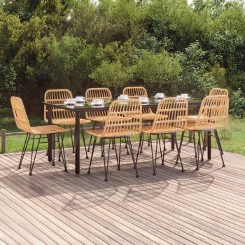 9-Piece Poly Rattan Garden Dining Set