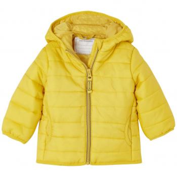 VERTBAUDET Chaqueta Acolchada Ligera para bebé con Capucha fantasía Amarillo Oscuro Liso 3-6 Meses, 67CM