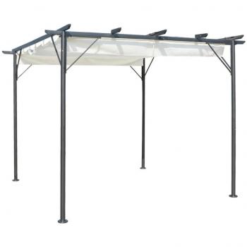 vidaXL Pergola with Retractable Roof Cream White 3x3 m Steel