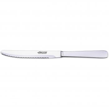 Cuchillo de Mesa Arcos Serie, Hoja Serrada Monoblock en Acero Inoxidable 125 mm, Color Plata