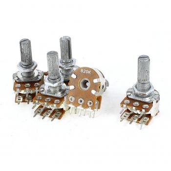 Sourcingmap  - 5 piezas de tipo b 20k ohm 6 pines de doble potenciómetros rotativos lineales de la forma cónica