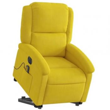 Sillón Reclinable Masaje Eléctrico Elevable Terciopelo Amarillo
