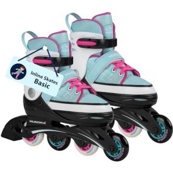Hudora Patines en Línea Basic 37342 - Patines en línea con diseño ergonómico, ruedas de poliuretano de alta calidad, freno trasero, ajuste de talla para niños y adultos, estructura ligera y resistente