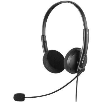 Sandberg MiniJack Office Headset Saver - Auricular y casco con cable para oficina/centro de llamadas en color negro