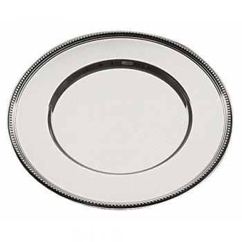 Mantel individual APS - plato decorativo muy pulido, Ø 30, 5 cm de diámetro, mantel individual con borde perlado, platillo de acero inoxidable, apilable, apto para el lavavajillas