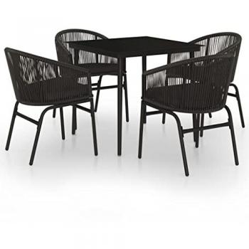 Juego de comedor para jardín 5 piezas negro Día y Noche, vidaXL, Vidaxl - Muebles de exterior para terraza, patio y balcón, incluye mesa y sillones