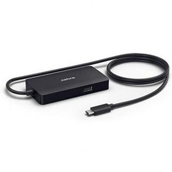 Concentrador USB Jabra PanaCast que proporciona una conexión USB-C y varias salidas de cable para conectar todos sus dispositivos a su portátil a través de un solo puerto USB-C. Enchufe EU