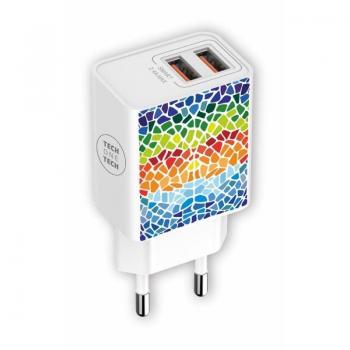 Cargador de Pared Tech One Tech Gaudi 2xUSB 2.4A Blanco