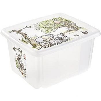 Keeeper Caja de Almacenamiento Winnie The Pooh con Tapa 24 Litros, decorativa, giratoria, apilable, para niños, natural transparente