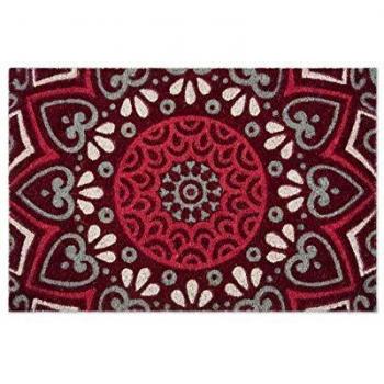 Excelsa Mandala Rojo Felpudo Entrada, Fibra de Coco, 40 x 60 cm
