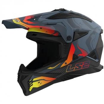 LS2 Casco Off-road MX708 Fast II Wash - Casco de motocross, diseño off-road, colores negro, gris y naranja, acabado mate oscuro, talla 3XL