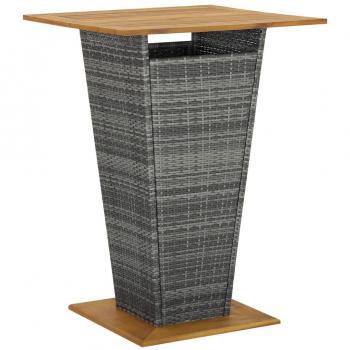vidaXL Bar Table Grey 80x80x110 cm Poly Rattan and Solid Acacia Wood
