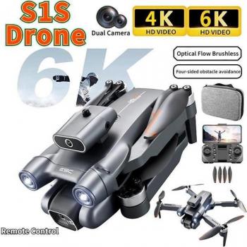 Dron S1S Control Remoto Plegable 4/6K HD con Doble Cámara, Evitación de Obstáculos, WIFI FPV, Flujo Óptico y Motor Sin Escobillas - Cuadricóptero RC
