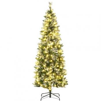 HOMCOM Árbol de Navidad Artificial 180 cm con 240 Luces LED, 618 Ramas, Soporte de Acero, Forma de Lápiz, Ø68x180 cm, Color Verde