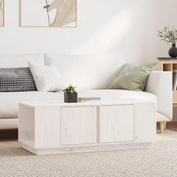 Mesa baja de centro blanca 110x50x40 cm de madera maciza de pino