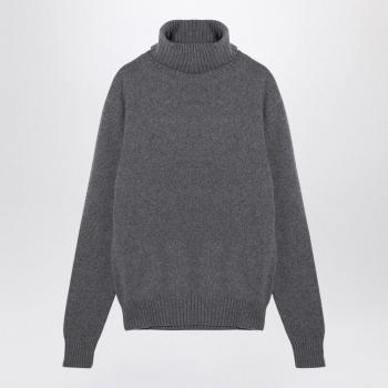 Ami Paris Men's Grey Light Cashmere Turtleneck Sweater - Size Large