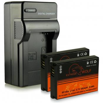 Cargador + 2x ExtremeWolf Batería EA-BP85A para Samsung PL210 | PL211 | SH100 | ST200 | ST200F | ST201 | ST201F | ST205F | WB210